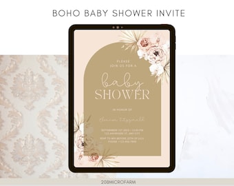 Boho Baby Shower Invite | digital invitation | Boho Baby Shower Theme |