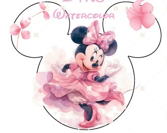 Minnie watercolor, minnie mouse clipart, minnie watercolor clipart, minnie mouse png, minnie clip art, digital download