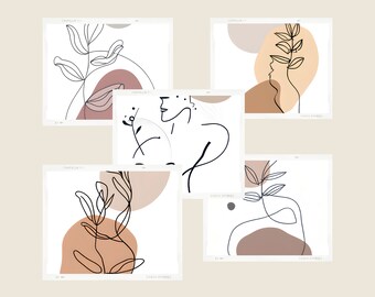 Minimalistic Print Bundle, 12 Pieces of Poster, Gallery Wall Art Set, Neutral Modern Print, Digital Download