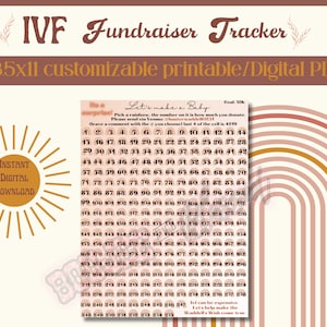 IVF Fundraiser Tracker, Customizable, 8.5x 11 printable or digital download, instant digital download