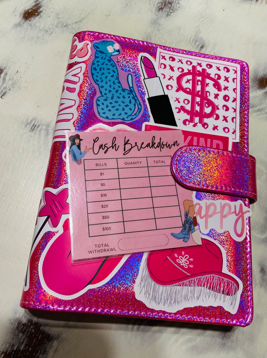 Laminated Cash Break Down Slip, Bank Teller Slip, Cowgirl Themed Etsy