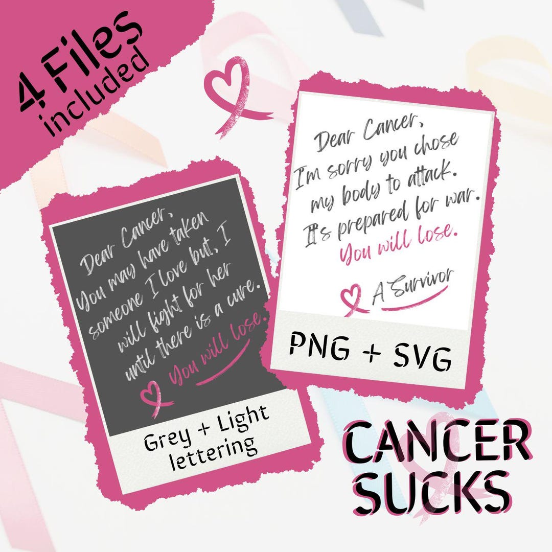 Dear Cancer PNG & SVG Bundle Breast Cancer Awareness Digital Download ...