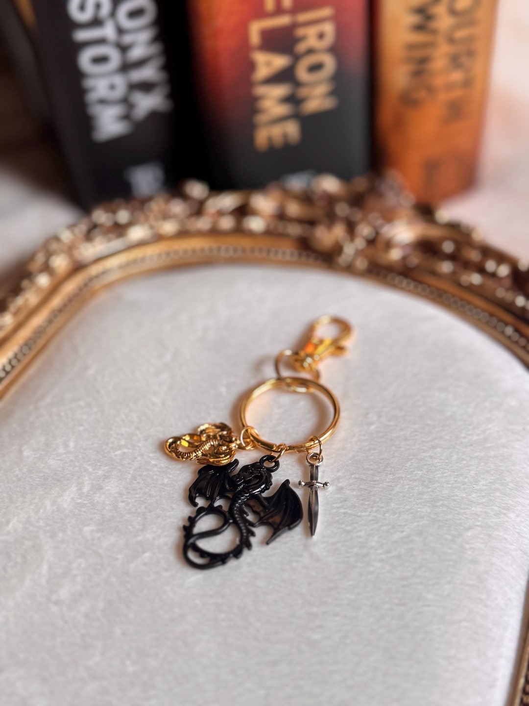 Fourth Wing Inspired Keychain Dragons Fantasy Gift BookTok