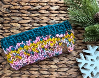 Teal Sunrise Headband | Ear Warmer | Adult | Merino Wool | Luxury Knit | Ready to Ship