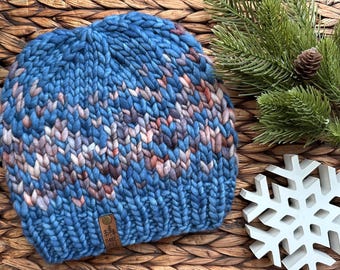 Luxury Cornflower Blue Beanie | Adult | 100% Merino Wool | Ready to Ship