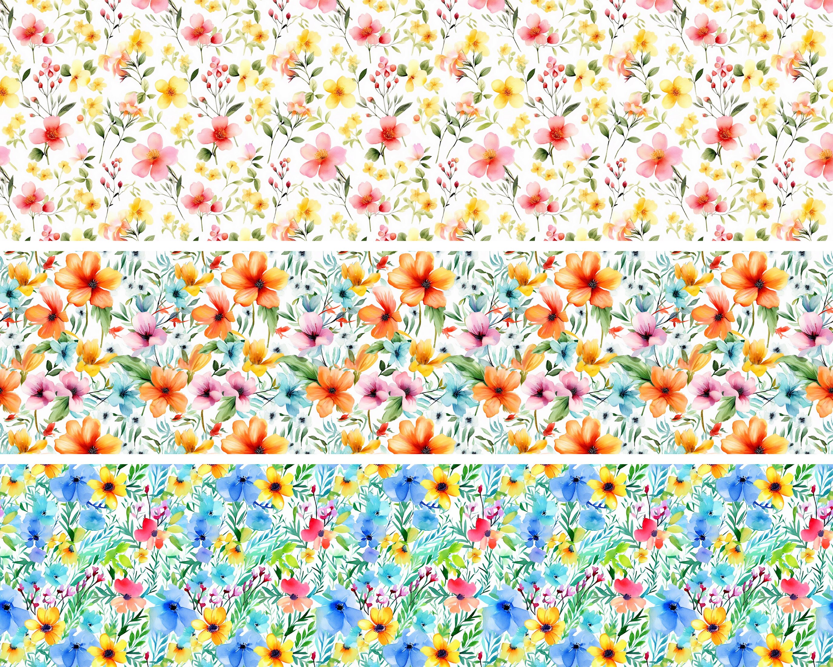 Watercolor Spring Flowers Digital Paper Seamless Pattern Floral Digital ...