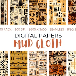 Afrikanisches Muster Digitales Papier Nahtloses Muster zum Herunterladen Schlammtuch Digital druckbare Scrapbooking-Kunst Afrika-Tapete Kommerzielle Nutzung