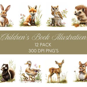 Kinderboekillustraties Dieren Clipart Kwekerij Decor Scrapbooking en ongewenste dagboekafbeeldingen Commercieel gebruik Schattige dieren