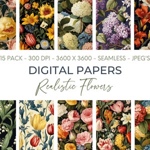 Floral Digital Papier nahtlose Muster für digitalen Download Blumen digital druckbare Scrapbooking Floral Wallpaper für Junk Journal