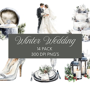 Winter Wedding Clipart Elegant Winter Wedding Elements | Digital Download for Invitations & Stationery Commerical Use