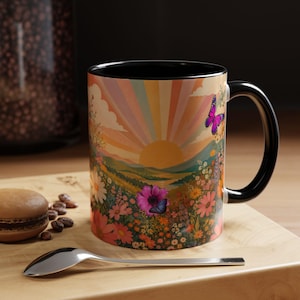 Taza decorativa vintage con diseño de flores silvestres