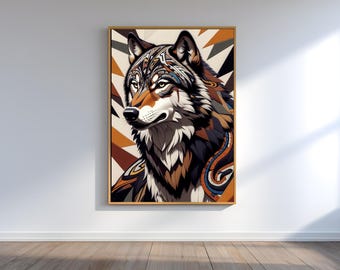 Sunburst Wolf Art Print | Haudenosaunee Artist | Indigenous Wildlife Wall Art | Six Nations