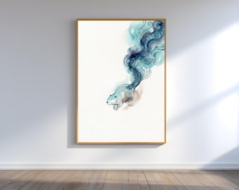 Watercolor Beaver Print — Modern Woodland Wall Art Printable Instant Download