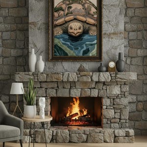 Turtle Island Print · Indigenous Inspired Earth Landscape · Printable Wall Art (Digital Download)