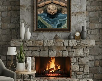 Schildkröten-Insel Druck · Indigene inspirierte Erdlandschaft · druckbare Wandkunst (Digitaler Download)