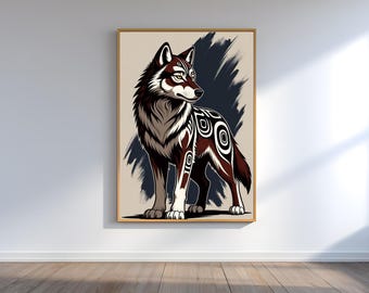 Side Profile Wolf Art Print | Haudenosaunee Artist | Indigenous Wildlife Wall Art | Six Nations