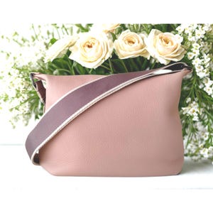 Blush pink handmade Leather Purse, Mini Baby Pink Leather Crossbody Bag, Small Handmade Genuine Leather Shoulder Bag, Soft Pink Leather Bag