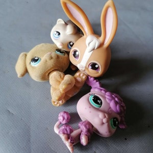 Littlest Pet Shop – Trio Cochon Vache Perse #876 877 878 – Tube Hasbro – Occasion