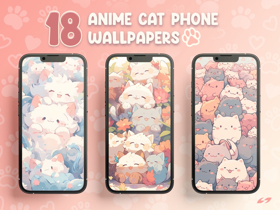 Buy Cute Cat Wallpaper Cute Anime Wallpaper for Phone Aesthetic Anime ...