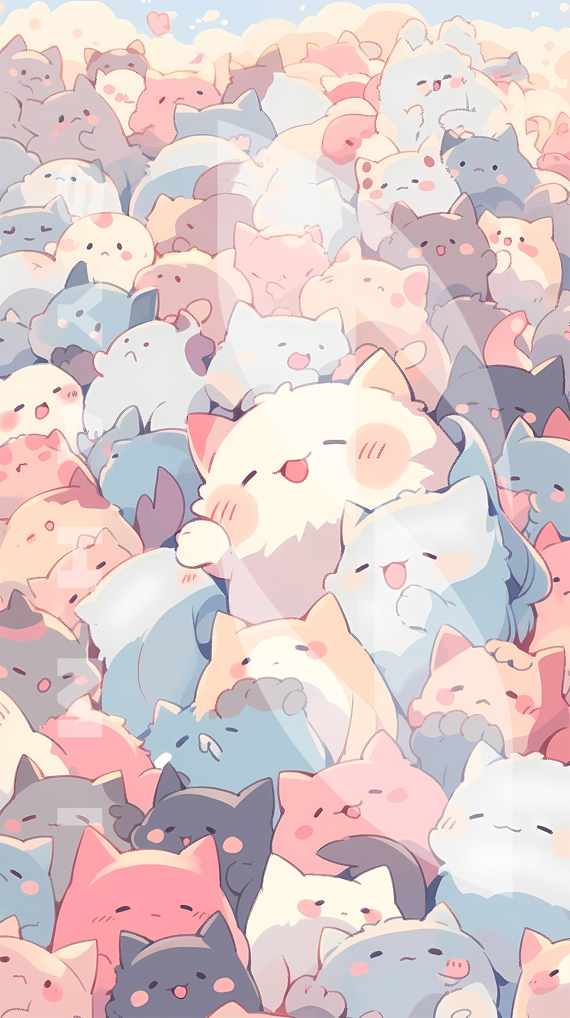 Cute Cat Wallpaper Cute Anime Wallpaper for Phone Aesthetic Anime Wallpaper of Cute Cat Adorable Wallpaper Kawai Neko Anime Pastel Wallpaper Etsy