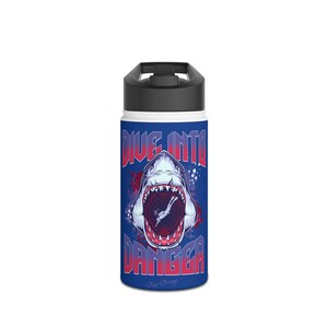 Shark Diver Stainless Steel Water Bottle, Ocean Adventure Reusable Flask, Travel Gift, Beach Lover, Scuba Diving Gear, Eco-Friendly Canteen