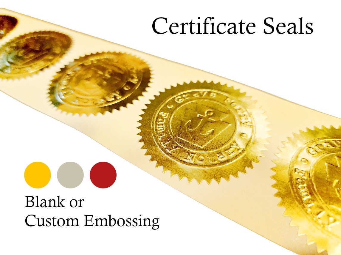 Certificate Seals - Gold/Silver, Embossable