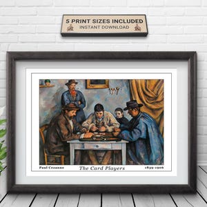 The Card Players by French Artist Paul Cézanne, Art Nouveau Oil Painting, Post-Impressionist Painter, Instant Digital Download.