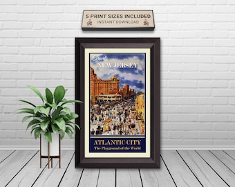 Vintage Atlantic City Travel Poster: 1932 Jersey Shore Art (Digital Download