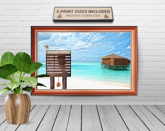 Coconut Weather Station Beach Print: Tropical Seascape Art (Digital Download)
