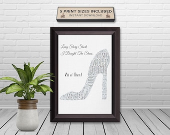 High Heel Word Art Print: Fashionista Shoe Poster, Girly Room Decor (Digital Download)