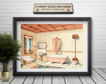Victorian Bathroom Art Print: J.L. Mott Iron Works, 19th Century (Digital Download)