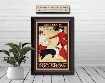 Vintage 1902 Chicago Kennel Club Dog Show Poster - Vintage Purebred Canine Art