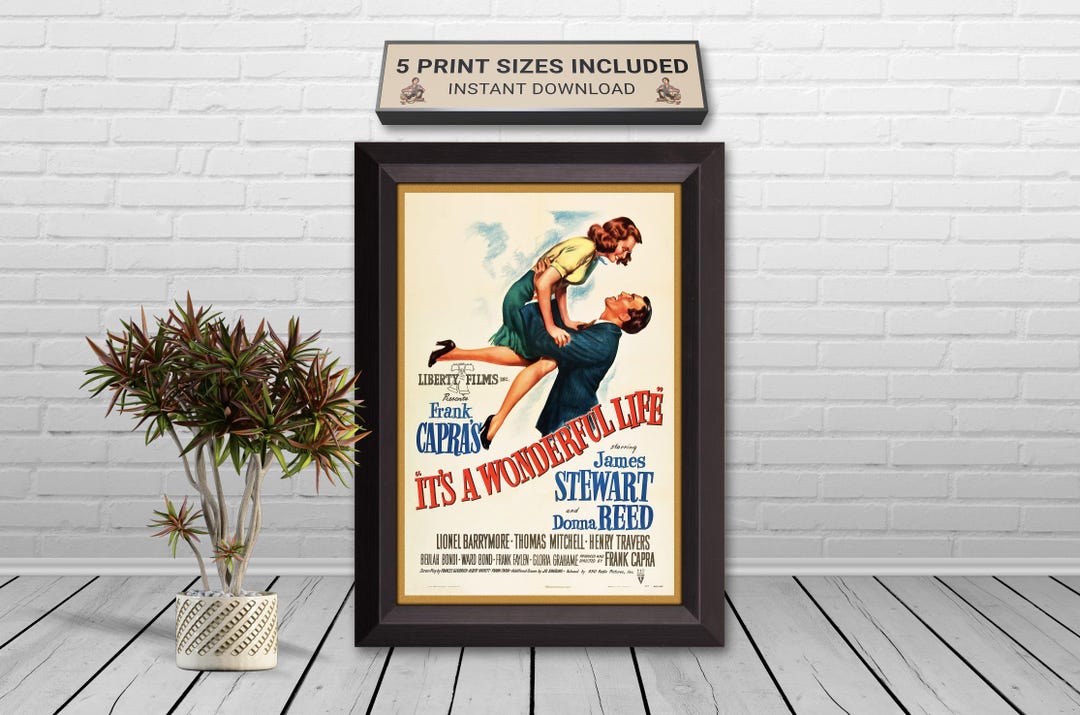 It's A Wonderful Life Print, Vintage Movie Poster, Classic Film Wall ...