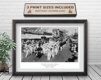Vintage Atlantic City Boardwalk Parade Photo, Circa 1900 (Digital Print)