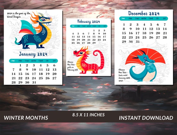 2024 Chinese Calendar Year of the Dragon Calendar, 2024 Wall