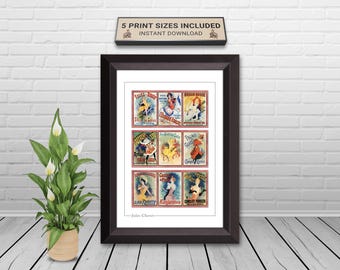 Vintage French Advertising Collage Poster by Jules Chéret | Art Nouveau | Instant Download
