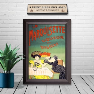 Cartel publicitario de Leonetto Cappiello "La Marquisette Liqueur De Dessert" 1903, decoración de licores franceses, impresión vintage Art Nouveau, decoración de bares
