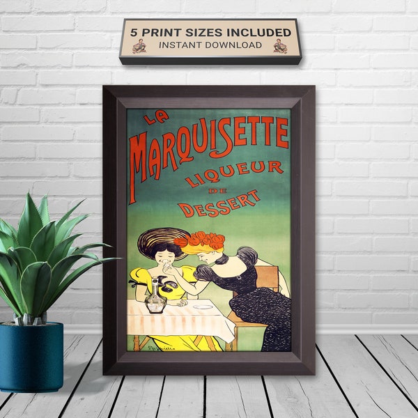 Leonetto Cappiello Advertising Poster "La Marquisette Liqueur De Dessert" 1903, French Liquor Decor, Art Nouveau Vintage Print, Bar Decor