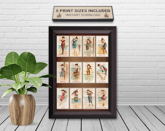 Vintage Beach Fashion Art Prints: Victorian Swim Wear Decor (Set 2) (Digital Download)