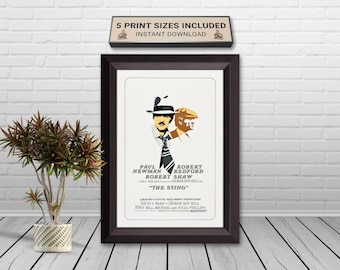 The Sting Movie Poster: 1973 Minimalist Art Deco Film Print (Digital Download