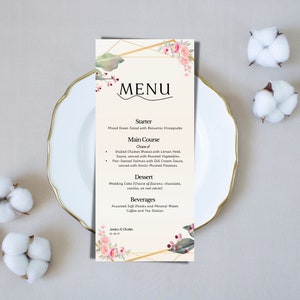Boho Hochzeit Menü Vorlage, Brautparty Menü, Boho Floral Event Menü, Hochzeit Menü, Moderne Canva Sofort Download, DIY Vorlage