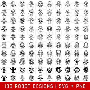 Robot SVG Bundle - Robot PNG Bundle - Robot Clipart - Robot SVG Cut Files for Cricut - Robot Silhouette - Robot Machine Svg Png Files
