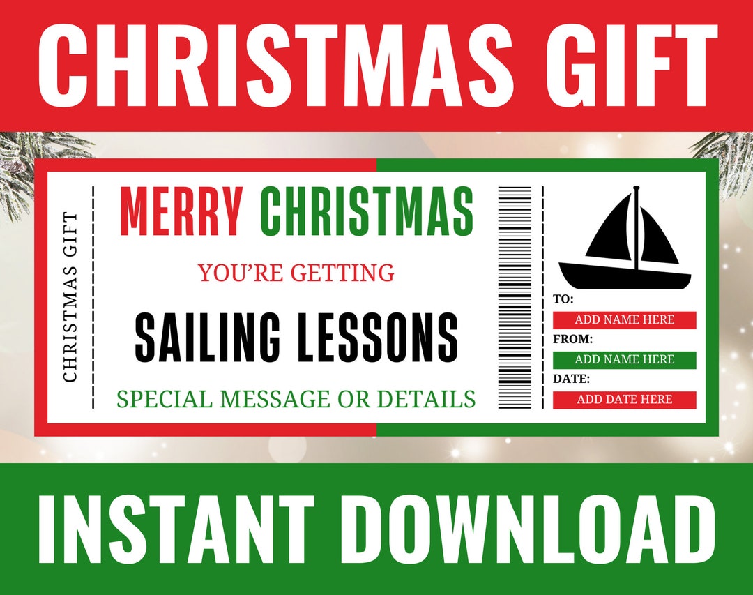 Christmas Sailing Lessons Voucher Christmas Sailing Lessons Etsy