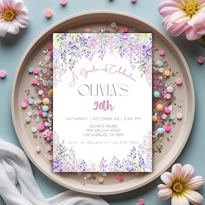 Editable Wildflower Birthday Invitation, Girl Flower Birthday Party Invite, Garden Party Invitation, Printable Template