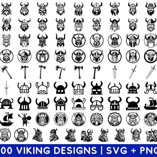 Viking SVG Bundle - Viking PNG Bundle - Viking Clipart - Viking SVG Cut Files for Cricut - Viking Silhouette - Viking Head Svg - Vikings Svg