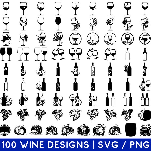 Wein SVG Bundle - Wein PNG Bundle - Wein Clipart - Wein SVG geschnitten Dateien für Cricut - Wein Glas SVG Png - Wein trinken SVG Png