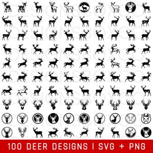 Deer SVG Bundle - Deer PNG Bundle - Deer Clipart - Deer SVG Cut Files for Cricut - Deer Silhouette - Moose Svg - Deer Antlers, Horns Svg