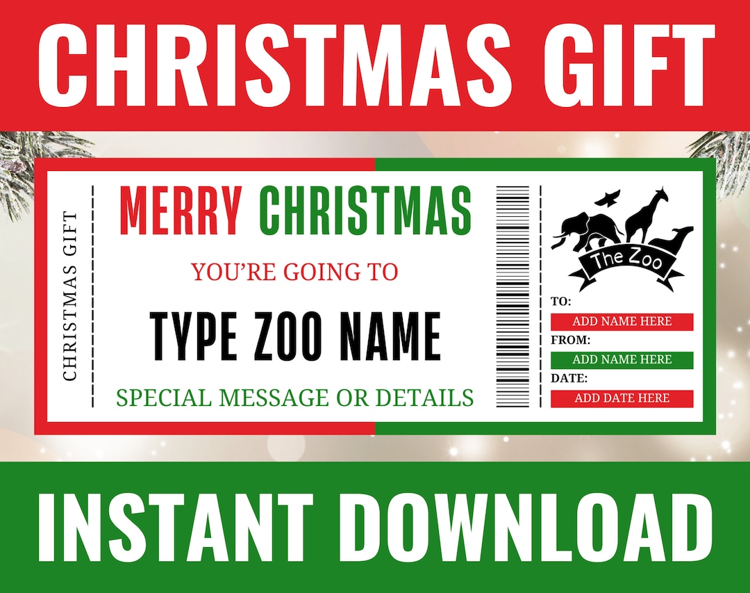 Christmas Zoo Ticket Christmas Zoo Gift Voucher Surprise Animal Park