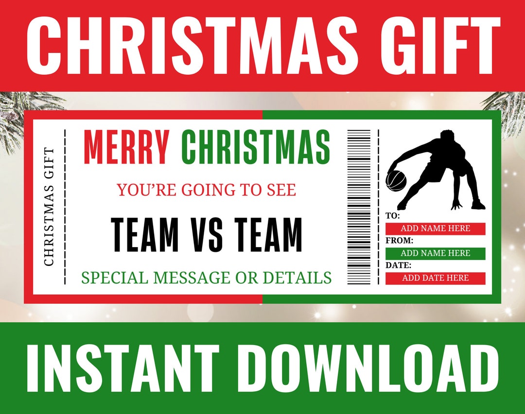 Christmas Basketball Game Ticket Christmas Basketball Game Gift Voucher