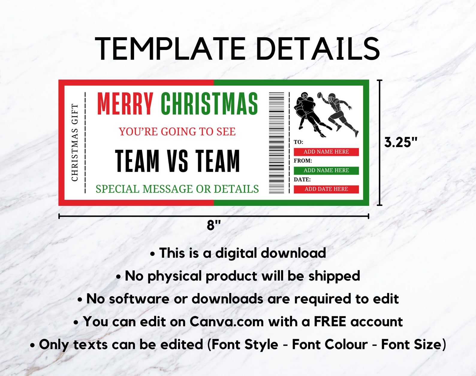 Christmas Football Game Ticket Christmas Football Game Gift Voucher